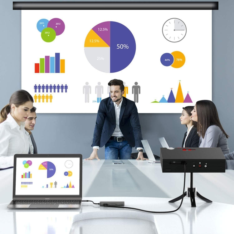 Type-C Extension Dock HDMI Hub Mirror Laptop 8 In 1 Converter(Black)