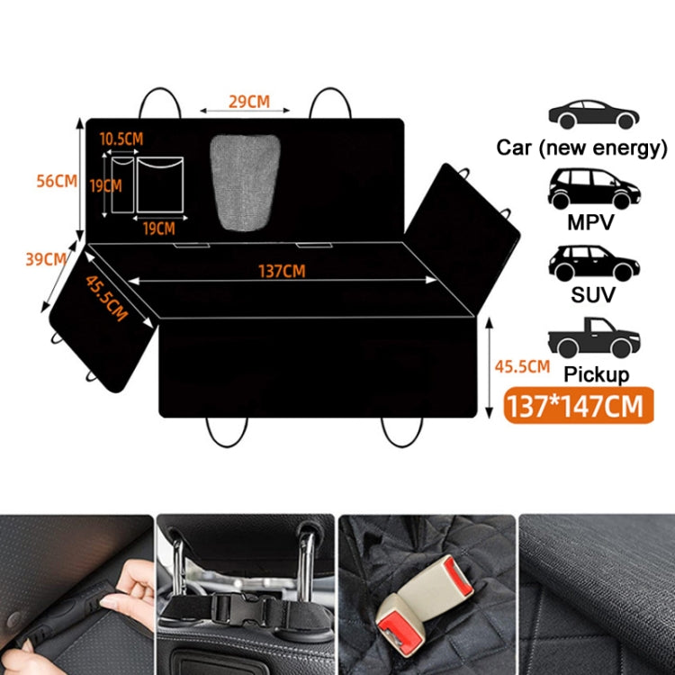 Car Rear Seat Waterproof Bite Resistant Pet Cushion, Color: CZD-B2-14 Cation Grey(137x147cm)
