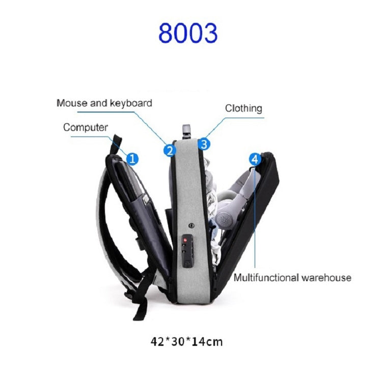 Hard Shell Backpack Alloy Frame Anti-Theft Computer Bag For Men, Color: 8003 Blue