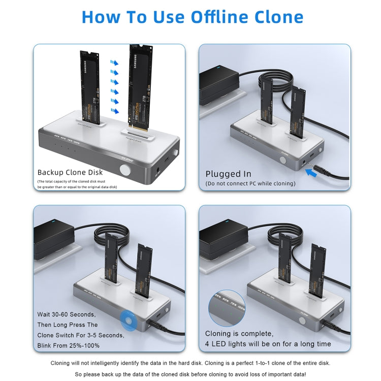 Usb 3.2 Gen2 Dual M.2 Solid State Drive Box Nvme Docking Station , UK Plug