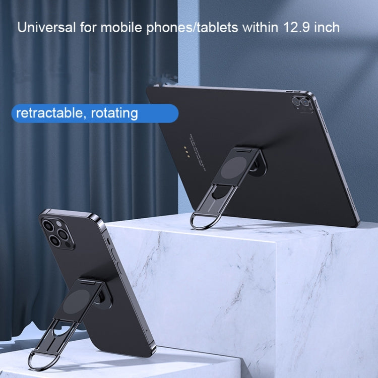 Foldable Lift Mobile Phone Tablet Desktop Bracket Ring Buckle Metal Bracket(Black)