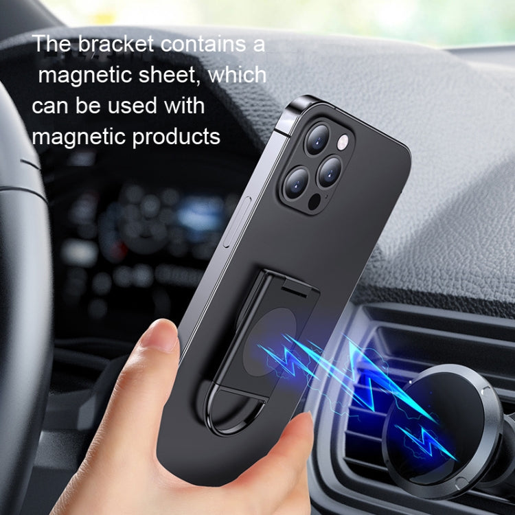 Foldable Lift Mobile Phone Tablet Desktop Bracket Ring Buckle Metal Bracket(Black)