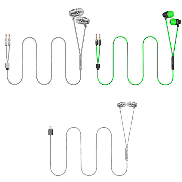 JS-V1 Computer Game Wired Headphones with Microphone, Spec: Iron Gray Double 3.5