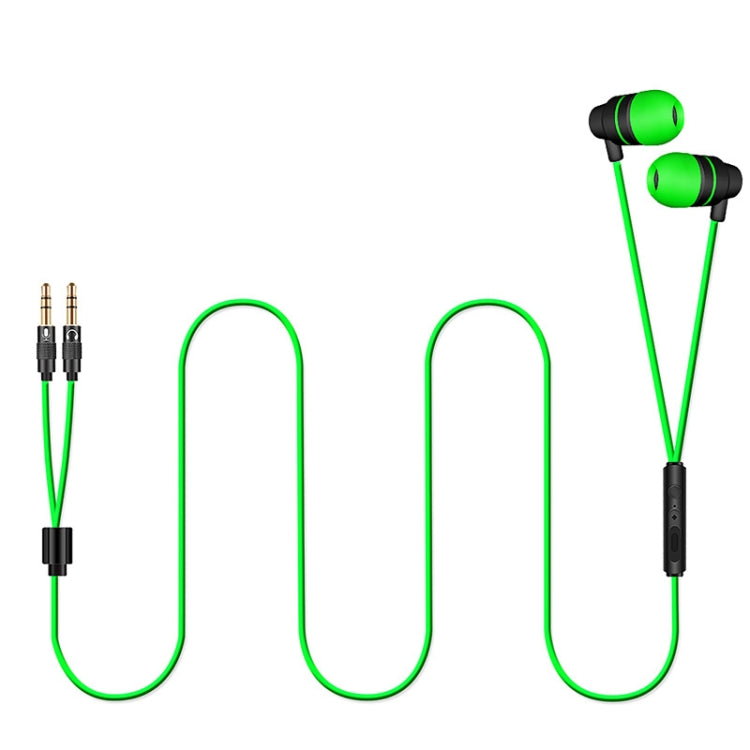 JS-V1 Computer Game Wired Headphones with Microphone, Spec: Black Green Double 3.5