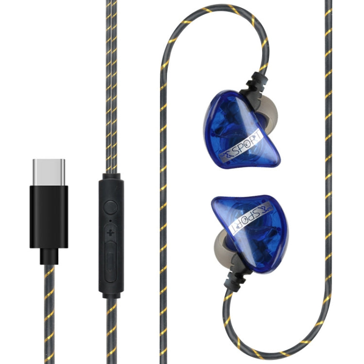 Subwoofer Mobile Computer In-ear Headphones, Spec: Type-C Interface (Blue)