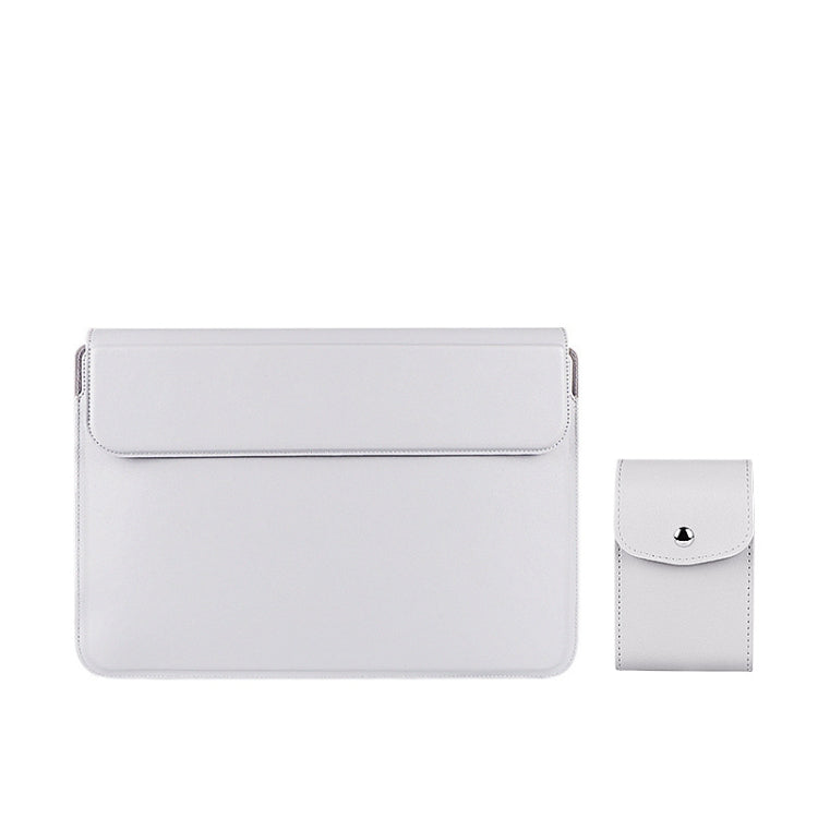 PU08DZ Leather Laptop Liner Bag with Stand Function, Size: 14.1-15.4 inches