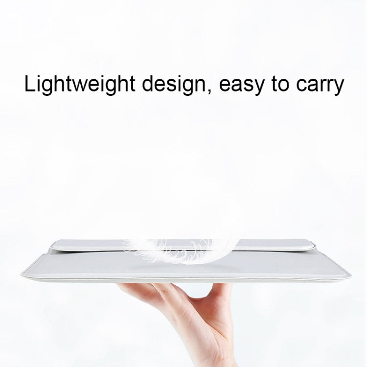 PU08DZ Leather Laptop Liner Bag with Stand Function, Size: 14.1-15.4 inches