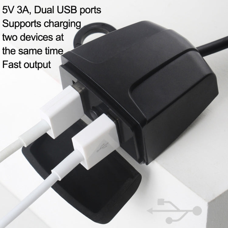 2 PCS Motorcycle Dual USB Charger Waterproof Handlebars Rearview Mirror Universal(Trapezoidal)