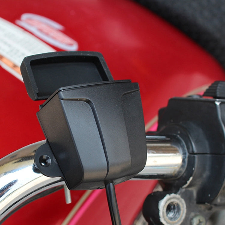 2 PCS Motorcycle Dual USB Charger Waterproof Handlebars Rearview Mirror Universal(Trapezoidal)