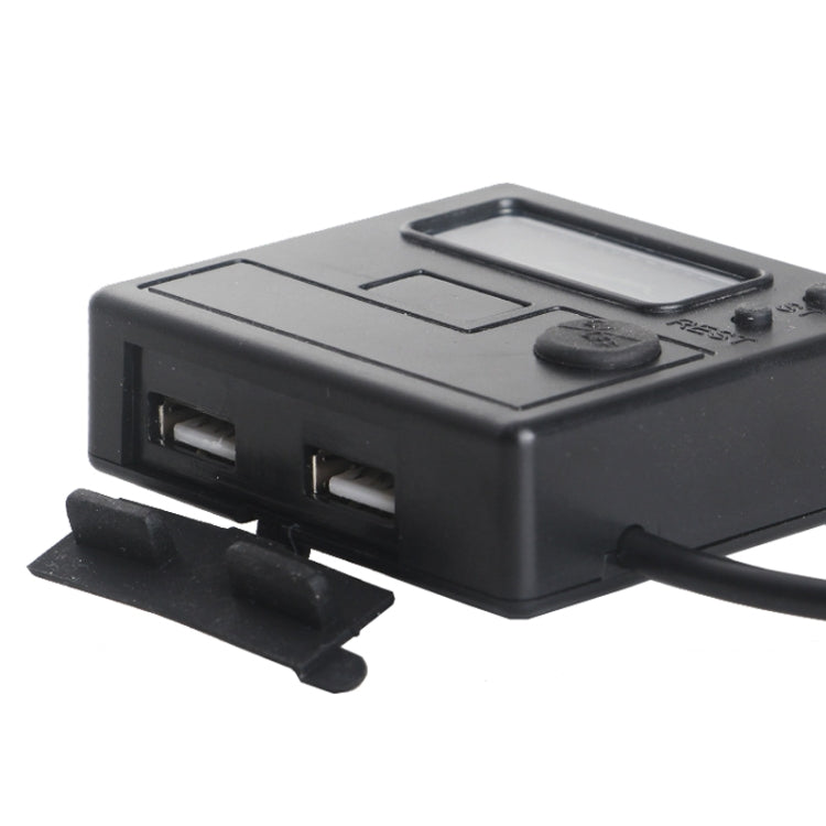 Motorcycle Clock Digital Display Dual USB Phone Charger Waterproof 5V 3A Fast Charge(Black)