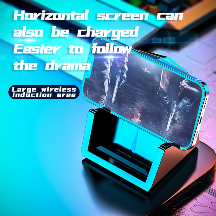 A18 15W Vertical Wireless Charging With RGB Colorful LED Lights(Black)