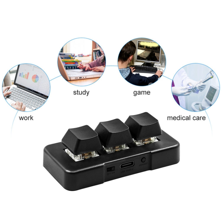 MK321 3 Keys Custom Keys Game Office PS Clip Macro Programming Keypad, Cable Length: 1.5m