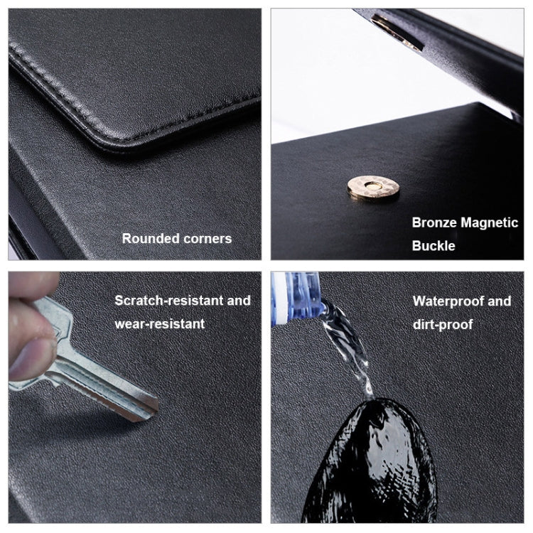 Leather Portable Briefcase Type Laptop Bag with Stand Function(Black)