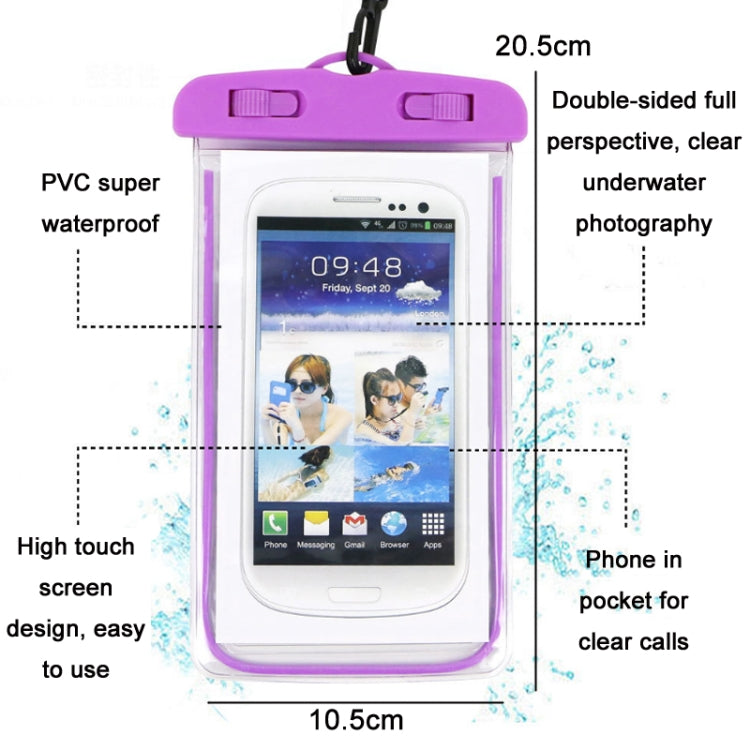 4 PCS Sealed Luminous PVC Waterproof Cover Swimming Mobile Phone Waterproof Bag