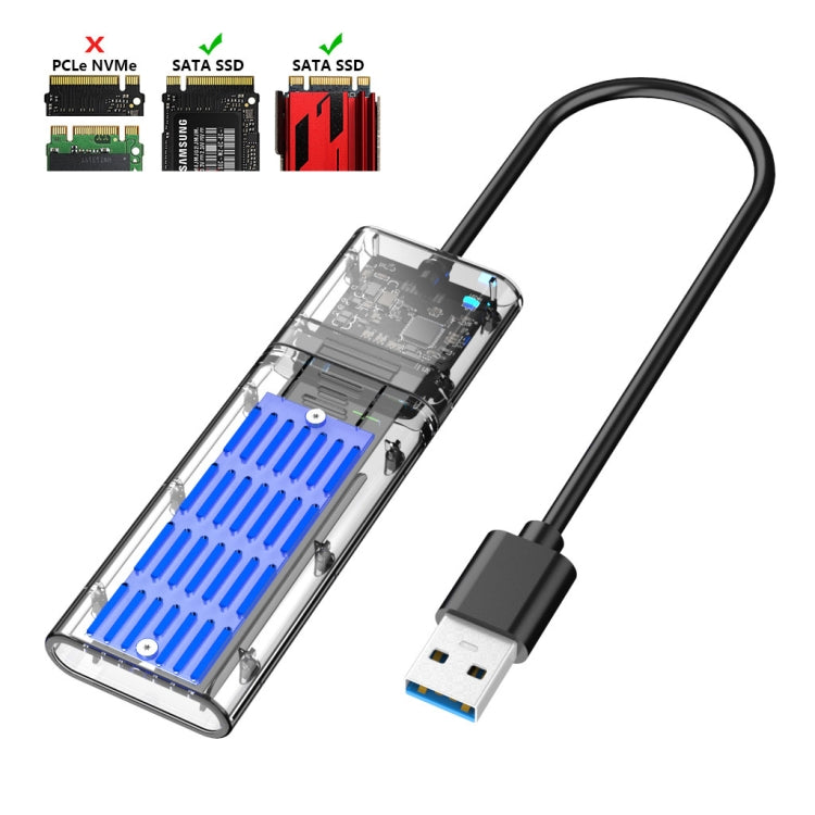 M.2 to USB 3.0 SSD Adapter for PCIE NGFF SATA M / B Key SSD Hard Drive Disk Box, Color: Blue