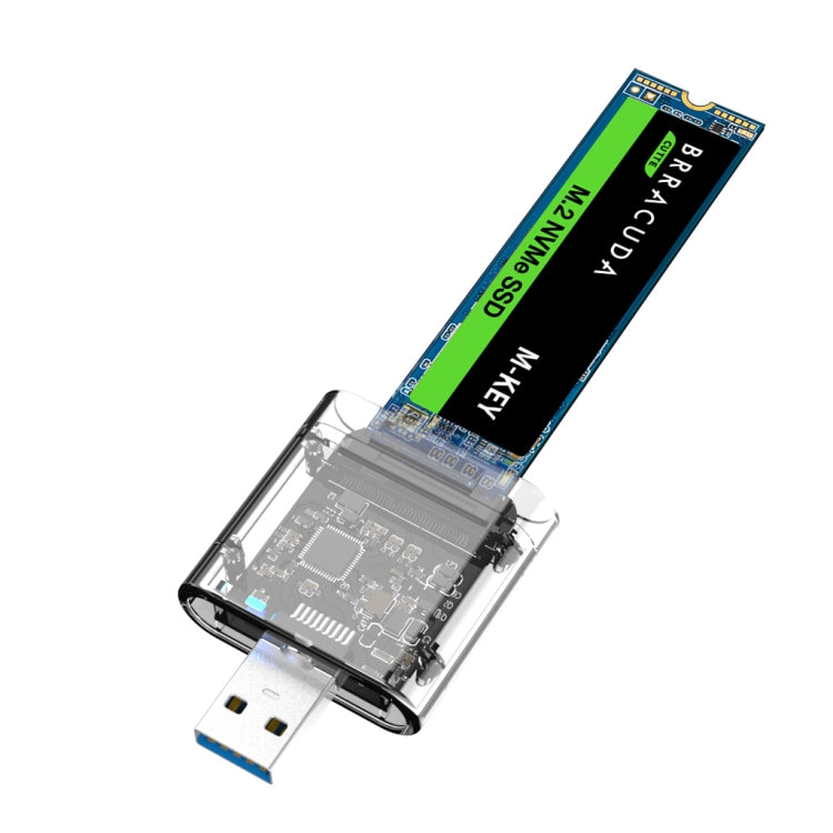 M.2 NVMe SSD Enclosure USB 3.1 Gen 2 10 Gbps to NVMe PCI-E M.2 SSD Case, Color: Transparent