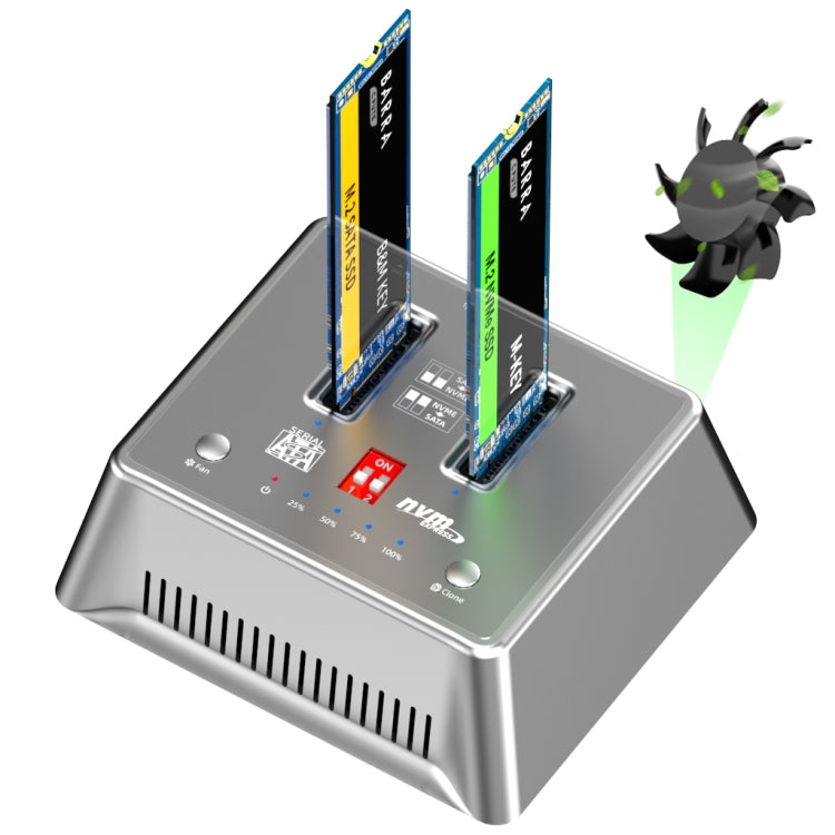 USB3.2 10Gbps to M.2 NVMe SATA Docking Station With Cooling Fan