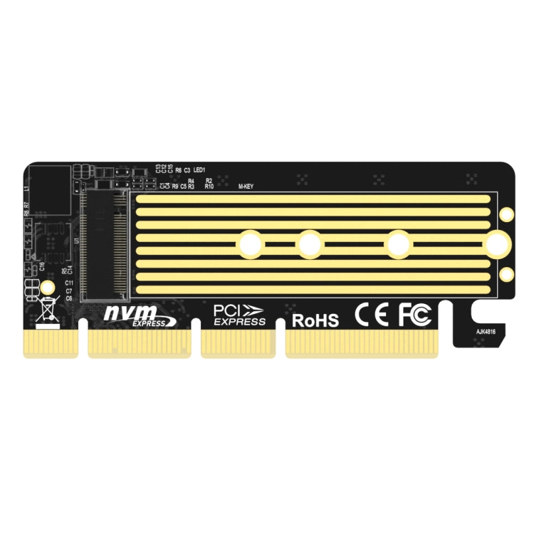 M.2 NVMe SSD to PCIe X16/X8/X4 Card with Aluminum Heat Sink
