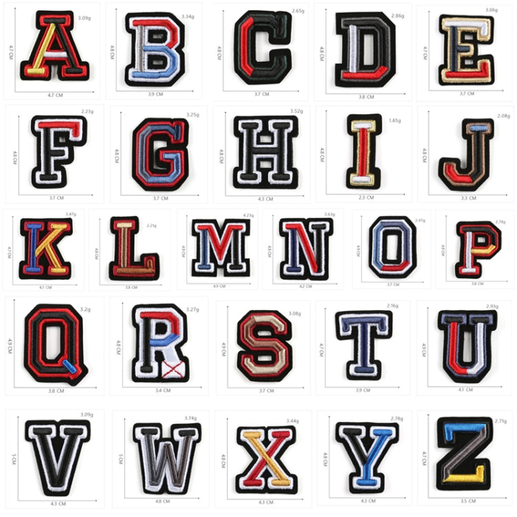 26PCS English Letter Three-dimensional Embroidered Cap Badge Cloth Sticker