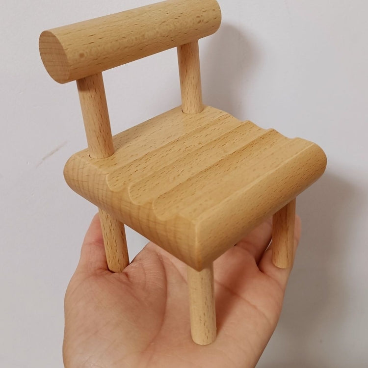 Solid Wood Mobile Phone Stand Chair Ornament Mobile Phone Base(Beech)