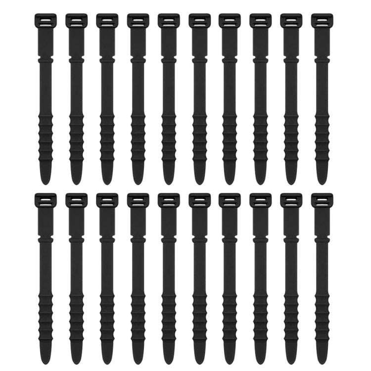 3 Sets 20pcs/Set Fishbone Silicone Cable Tie Cable Organizer Winder, Color: Black