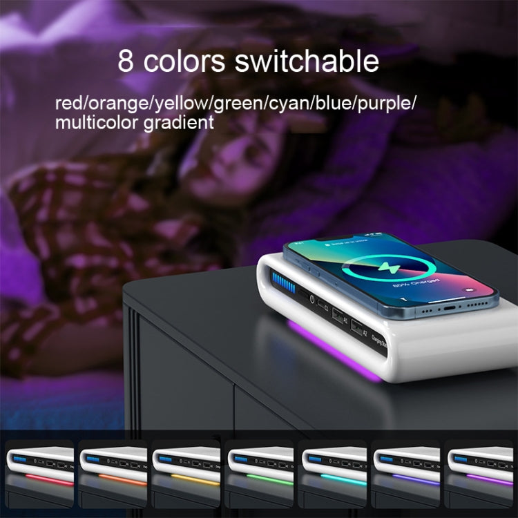 N67 15W Wireless Charger+1 Type-C+2 Type-A Port Charger with Atmosphere Lights Without Plug