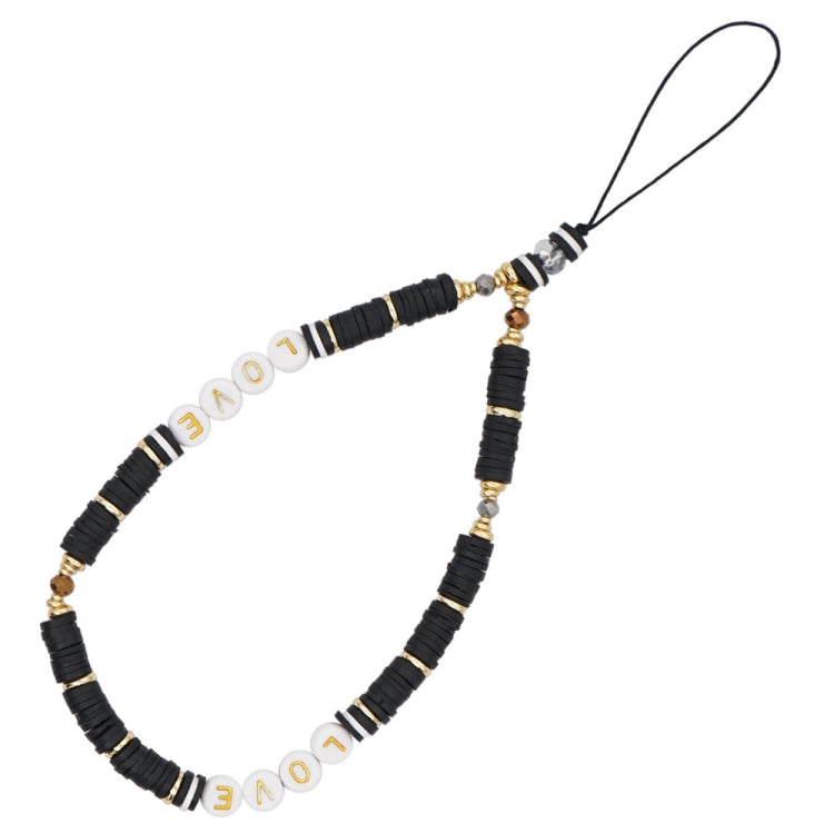 6mm Soft Ceramic Stripe Mobile Phone Lanyard Acrylic Letters LOVE Couple Phone Chain