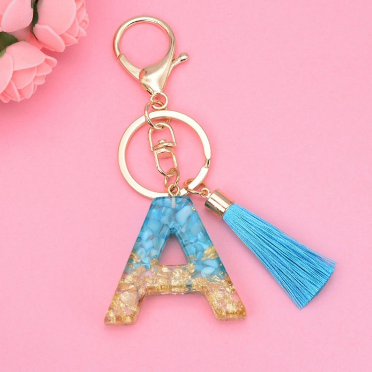 2 PCS English Alphabet Epoxy Tassel Keychain Bag Pendant