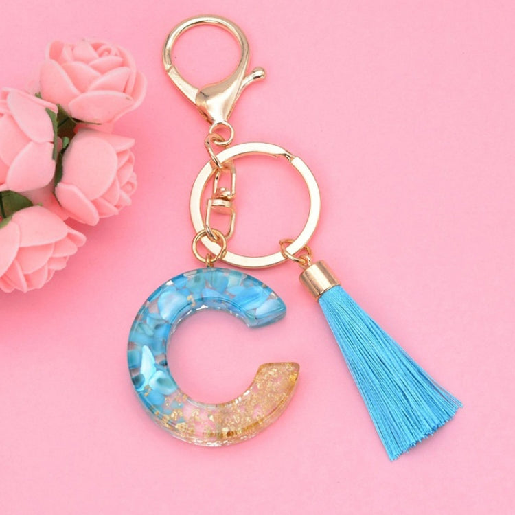 2 PCS English Alphabet Epoxy Tassel Keychain Bag Pendant