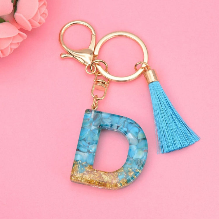 2 PCS English Alphabet Epoxy Tassel Keychain Bag Pendant