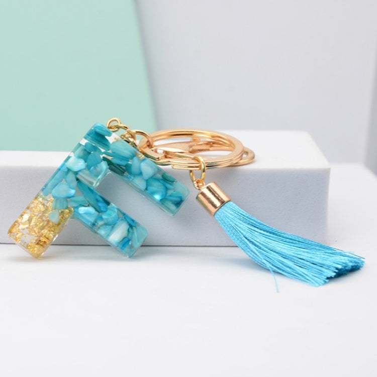 2 PCS English Alphabet Epoxy Tassel Keychain Bag Pendant