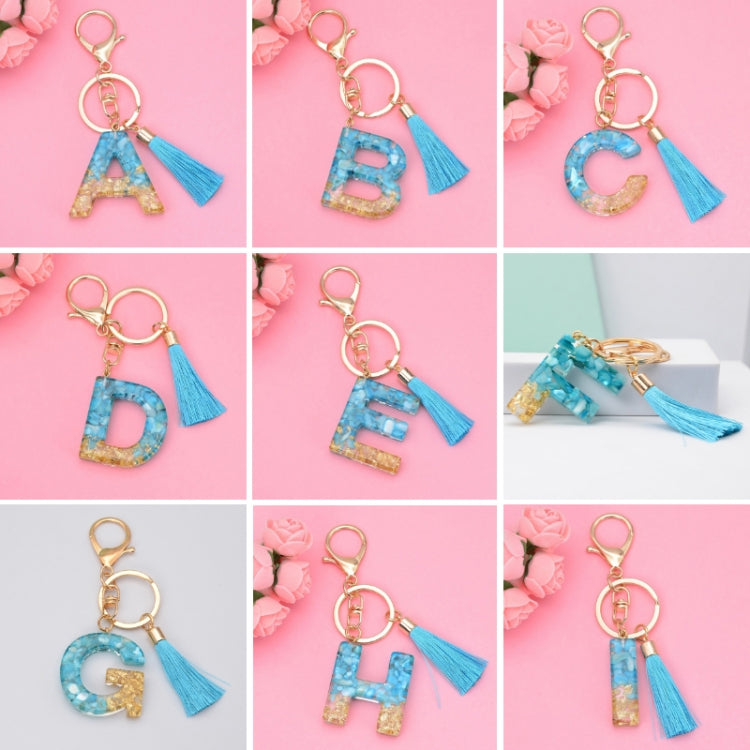 2 PCS English Alphabet Epoxy Tassel Keychain Bag Pendant