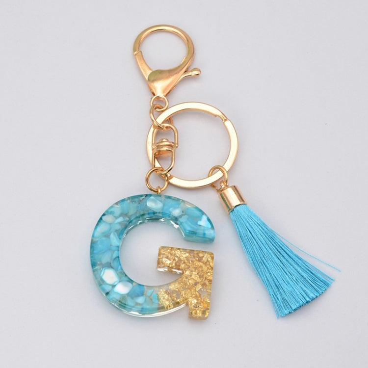 2 PCS English Alphabet Epoxy Tassel Keychain Bag Pendant