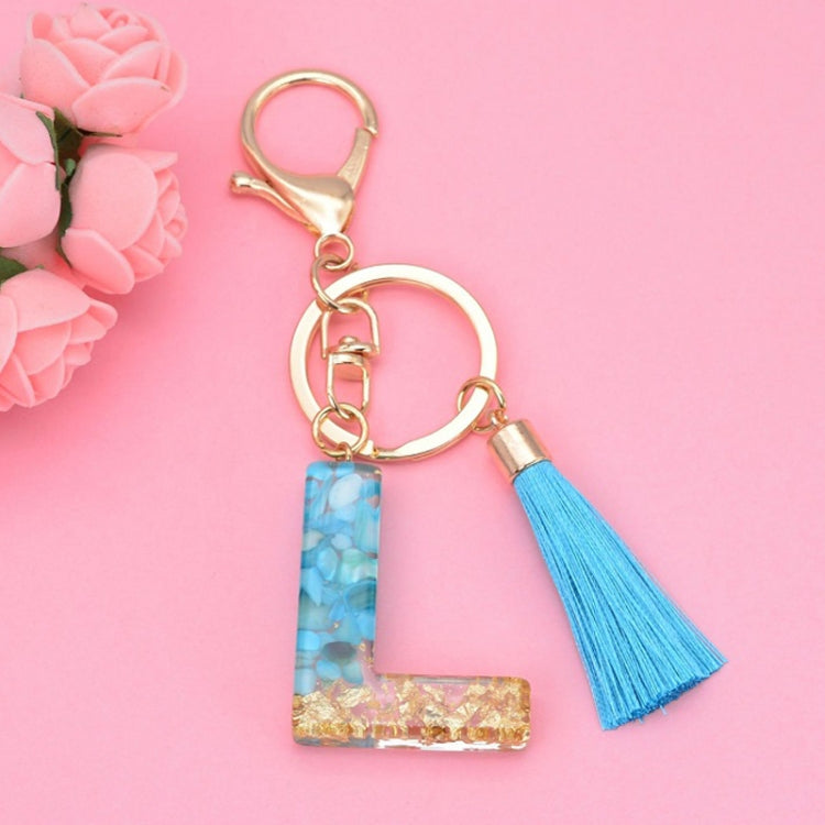 2 PCS English Alphabet Epoxy Tassel Keychain Bag Pendant