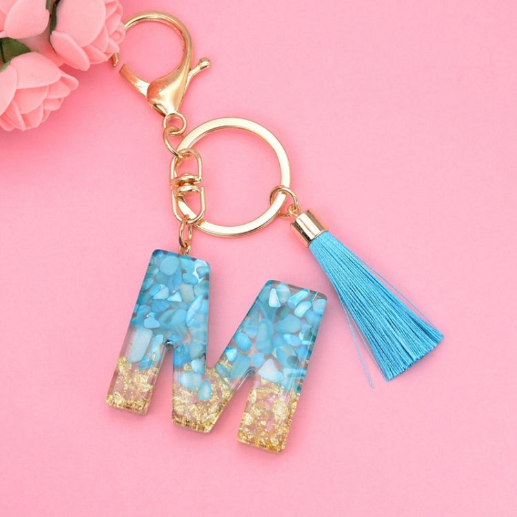 2 PCS English Alphabet Epoxy Tassel Keychain Bag Pendant