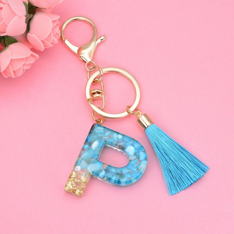 2 PCS English Alphabet Epoxy Tassel Keychain Bag Pendant