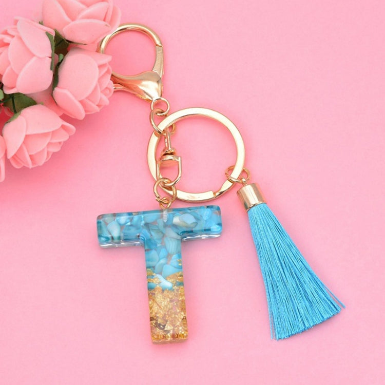 2 PCS English Alphabet Epoxy Tassel Keychain Bag Pendant