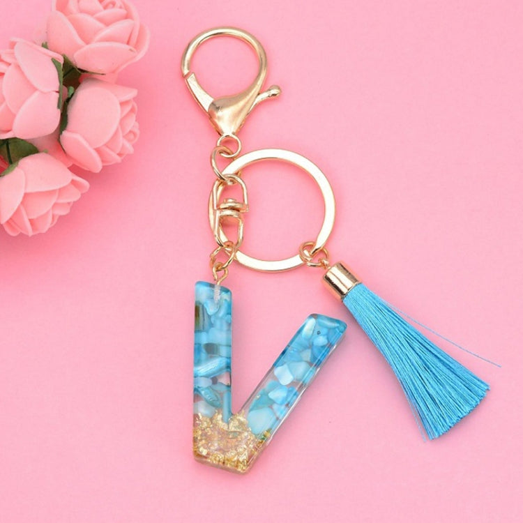 2 PCS English Alphabet Epoxy Tassel Keychain Bag Pendant