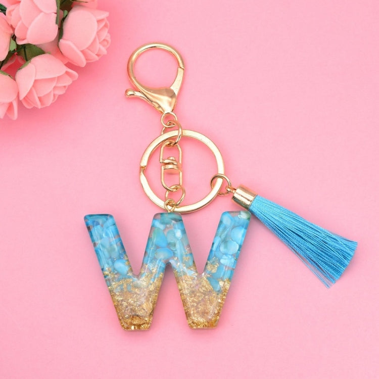 2 PCS English Alphabet Epoxy Tassel Keychain Bag Pendant