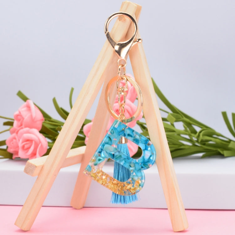 2 PCS English Alphabet Epoxy Tassel Keychain Bag Pendant
