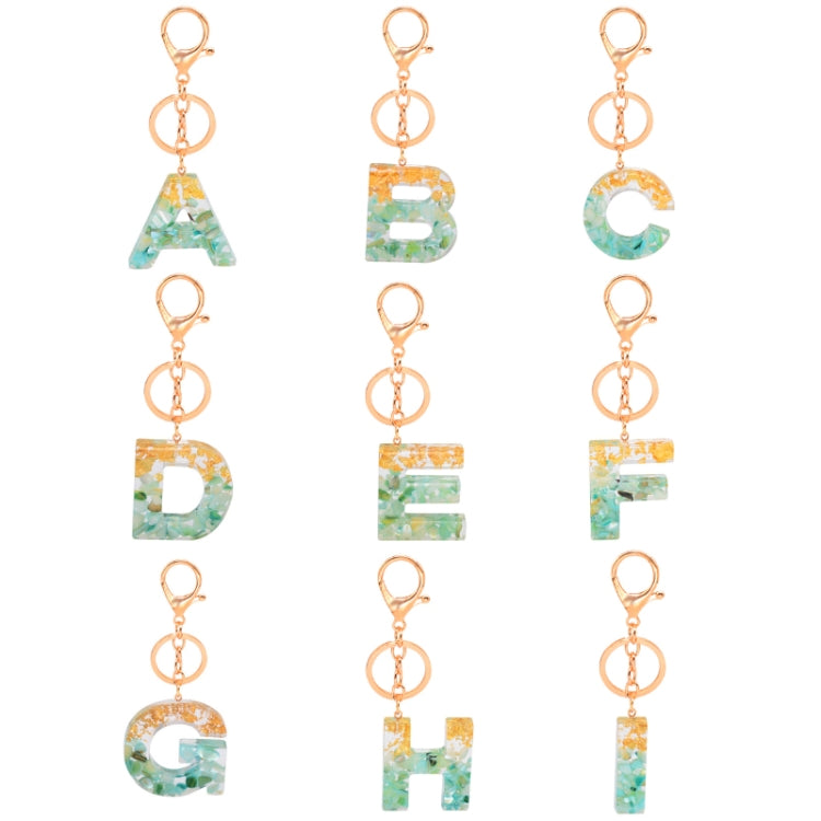 2 PCS Gold Foil Epoxy English Letter Keychain Bag Pendant