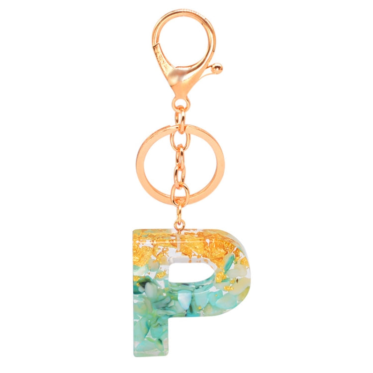 2 PCS Gold Foil Epoxy English Letter Keychain Bag Pendant