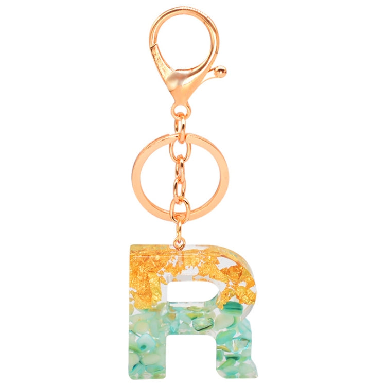 2 PCS Gold Foil Epoxy English Letter Keychain Bag Pendant