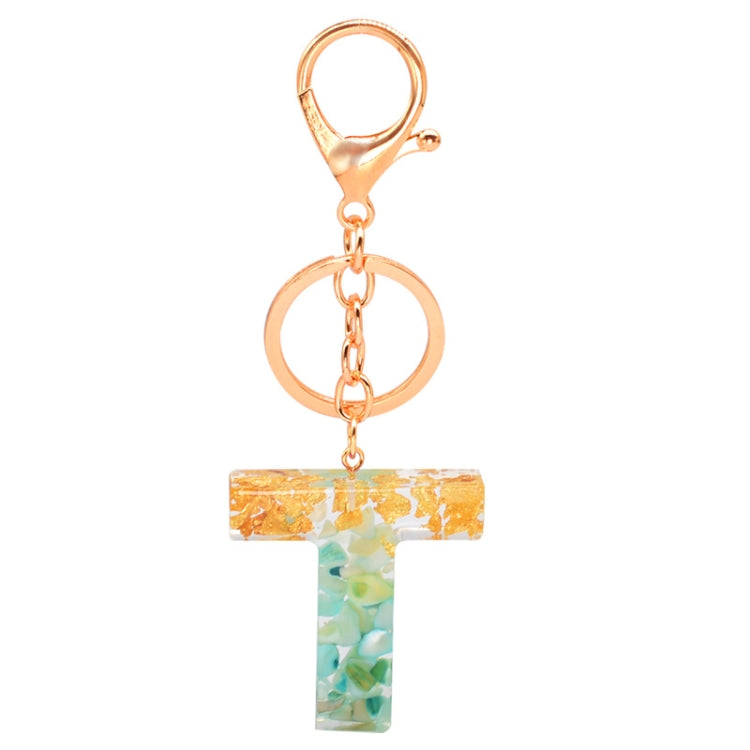 2 PCS Gold Foil Epoxy English Letter Keychain Bag Pendant