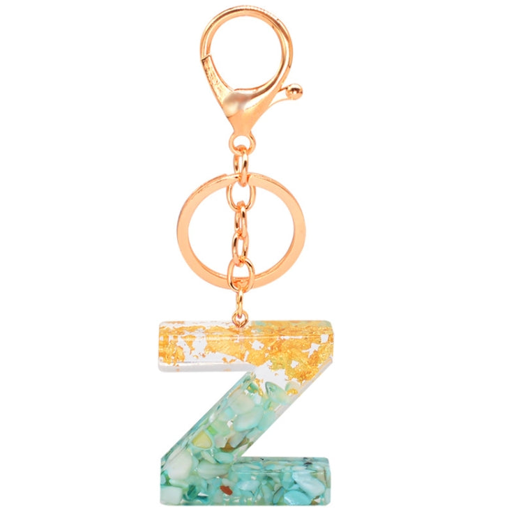 2 PCS Gold Foil Epoxy English Letter Keychain Bag Pendant