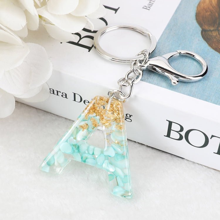 2 PCS Gold Foil Epoxy English Letter Keychain Bag Pendant