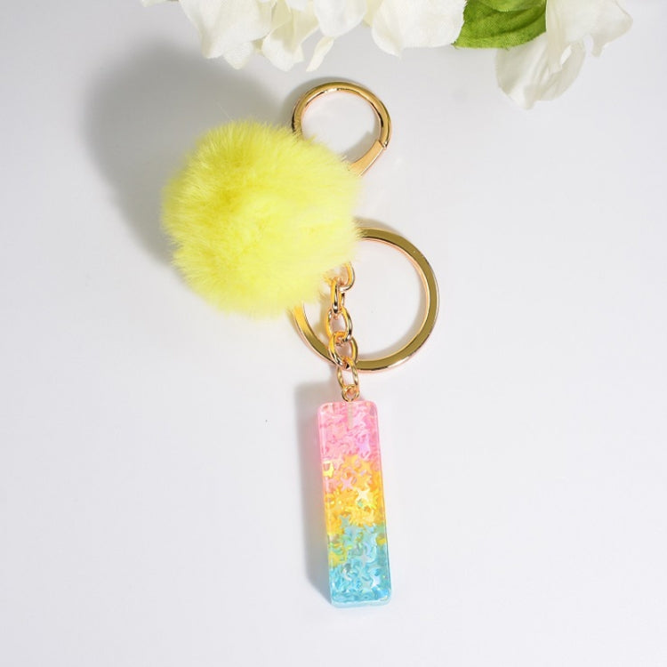 2 PCS Crystal Epoxy Rainbow Color Keychain Hair Ball Ladies Bag Pendant