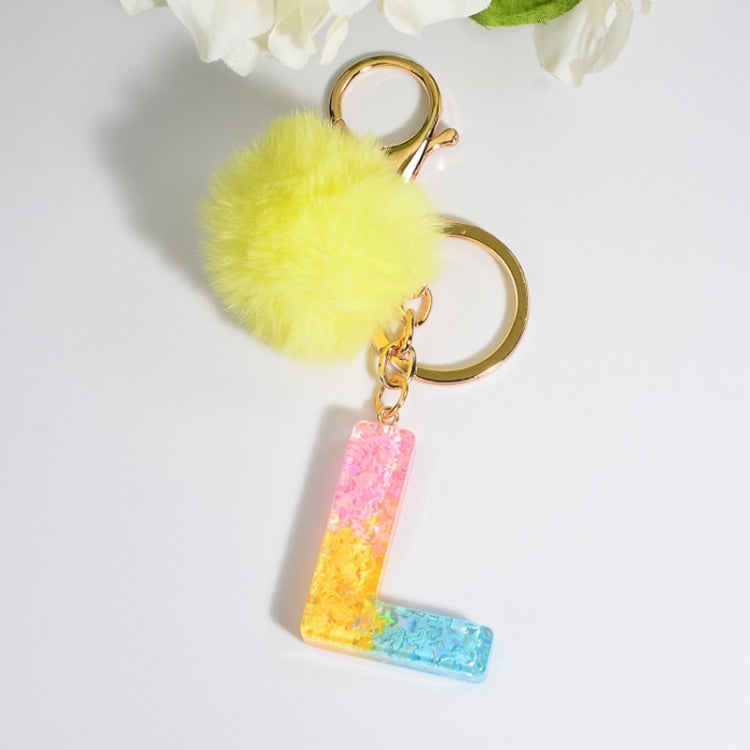 2 PCS Crystal Epoxy Rainbow Color Keychain Hair Ball Ladies Bag Pendant