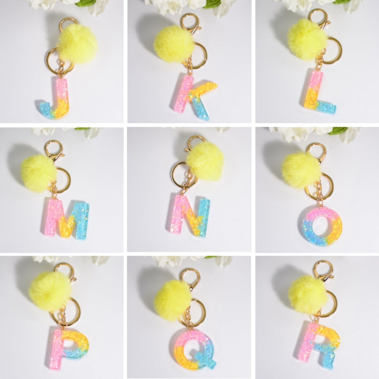 2 PCS Crystal Epoxy Rainbow Color Keychain Hair Ball Ladies Bag Pendant