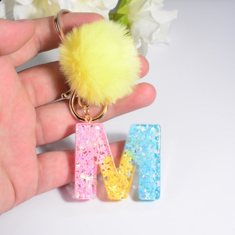 2 PCS Crystal Epoxy Rainbow Color Keychain Hair Ball Ladies Bag Pendant